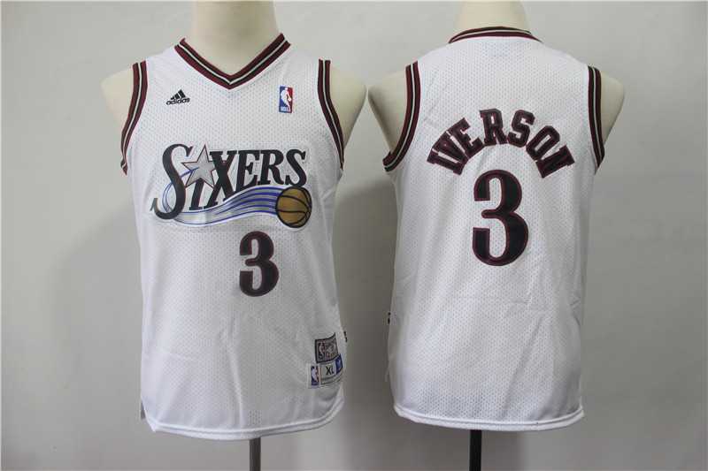 Youth 76ers 3 Allen Iverson White Hardwood Classics Jersey,We sell and wholesale Youth 76ers 3 Allen Iverson White Hardwood Classics Jersey on line form chian!